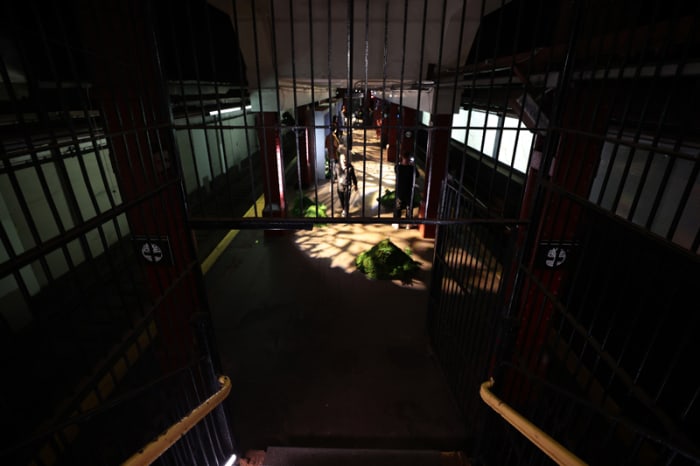 The descent onto the platform of a subway station where Timberland launched the FW21 GreenStride collection