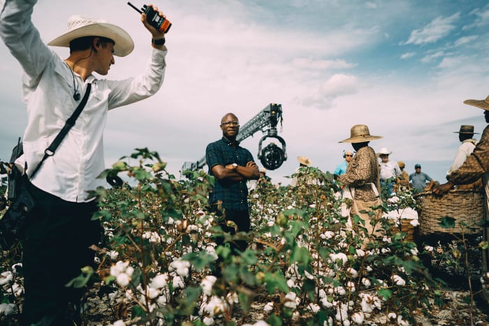Writer, director, showrunner, and executive producer Barry Jenkins on the set of The Underground Railroad