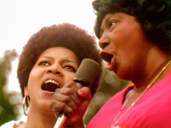 Mavis Staples and Mahalia Jackson perform at the Harlem Cultural Festival.