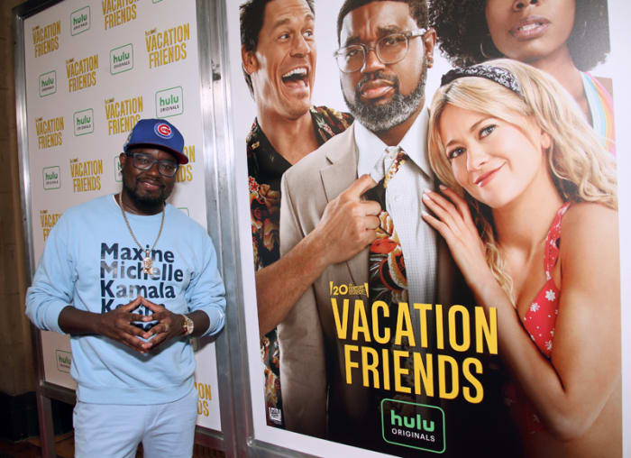 Lil Rel Howery attends the Vacation Friends Special VIP Pool Party Screening at The Hollywood Roosevelt on August 23, 2021 in Los Angeles.
