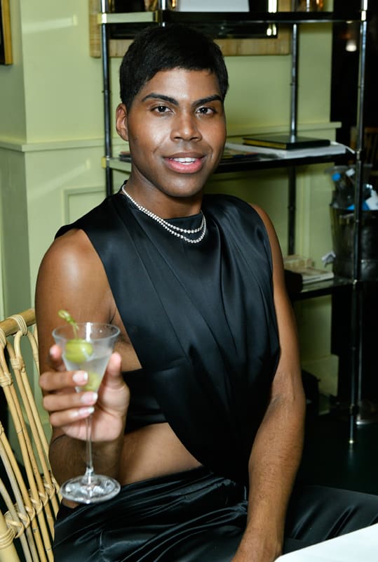 EJ Johnson enjoys a martini at Prabal Gurung’s Spring 2022 collection private after-show dinner with Grey Goose vodka on September 8, 2021.