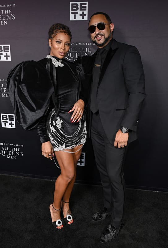 Eva Marcille and husband Michael Sterling attend the premiere screening for the new BET+ and Tyler Perry Studios scripted series All The Queen's Men on September 9, 2021 in Atlanta.