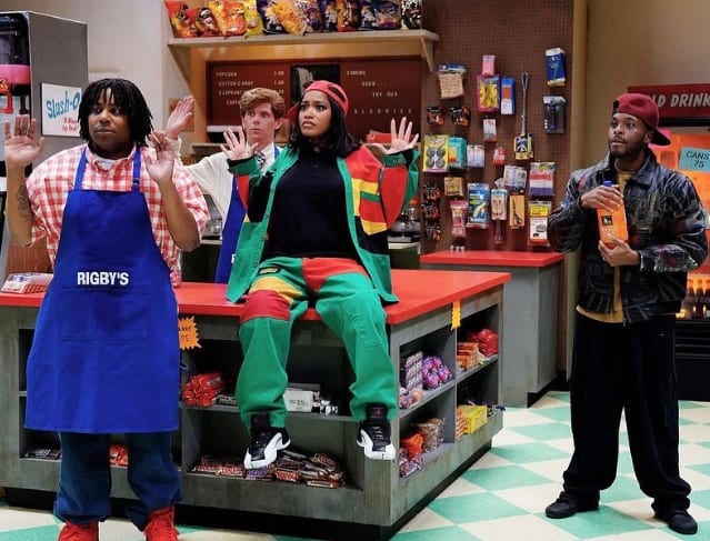 Still from the Dec. 3, 2022 episode of Saturday Night Live, which was hosted by Keke Palmer and featured a reunion of Kenan & Kel costars Kenan Thompson and Kel Mitchell