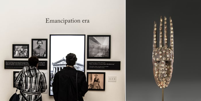 (L to R) An exhibit at the Black History Museum and Cultural Center of Virginia & an Ntomo Mask at the Virginia Museum of Fine Arts