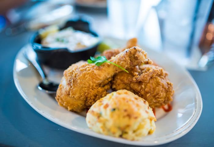 The fried chicken at Chef Art Smith's Homecoming Kitchen in Disney Springs is excellent.