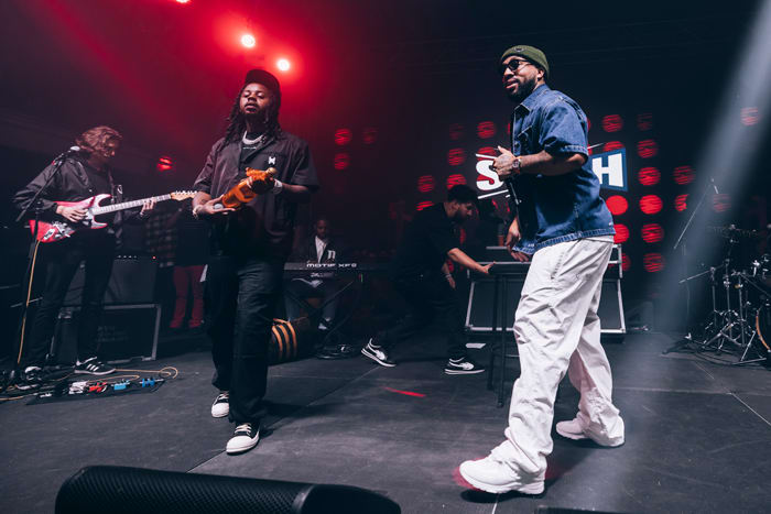 Larry June and Babyface Ray perform together at Red Bull SoundClash in Detroit on October 15, 2022.