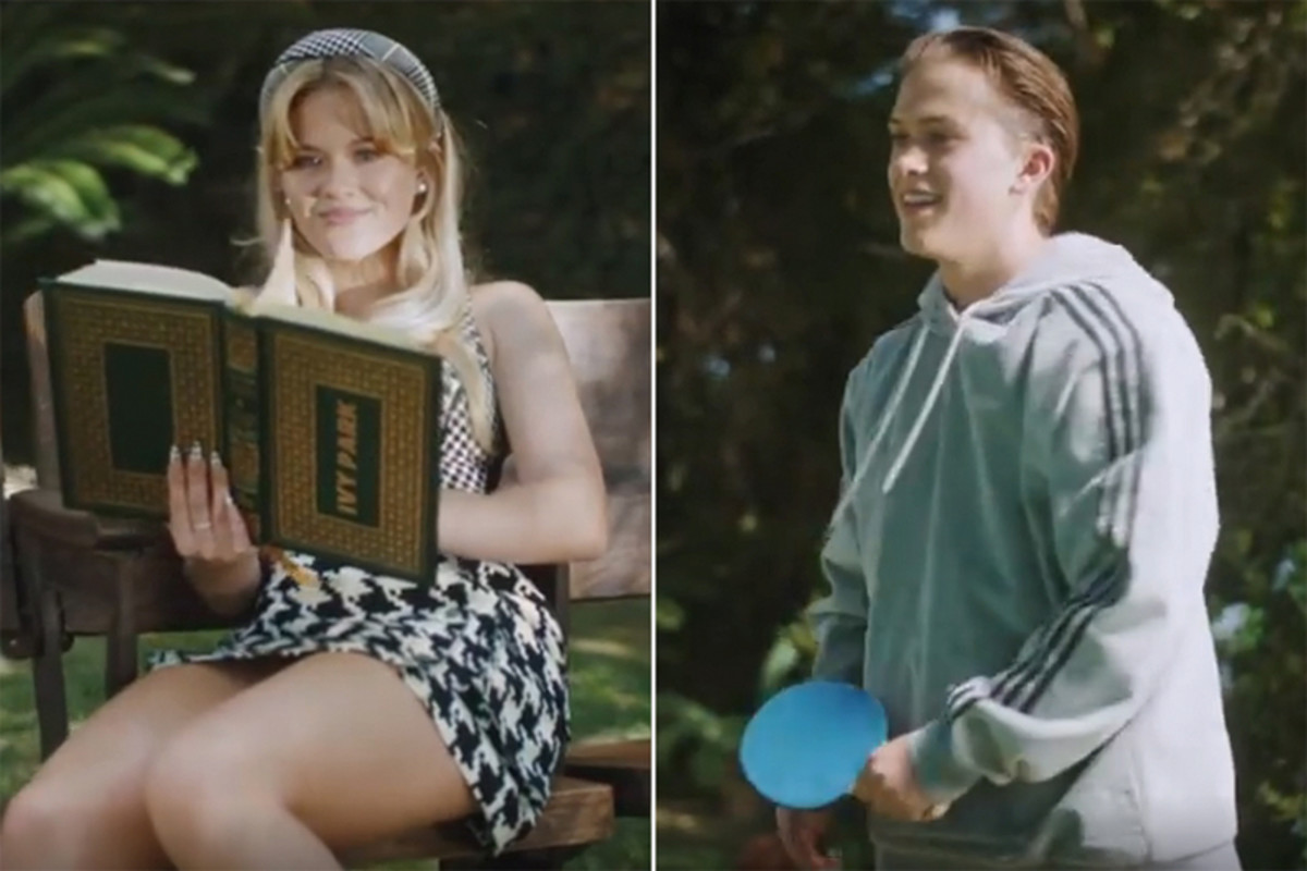 Ava and Deacon Phillippe in the "Halls of Ivy" promotional video.