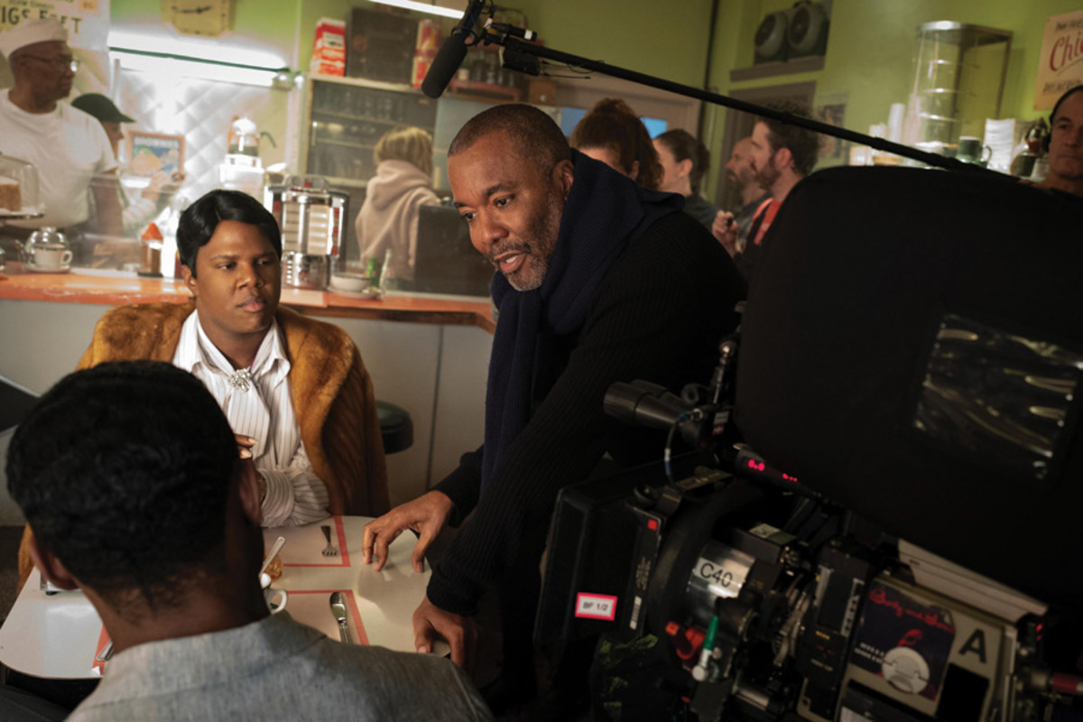 Director Lee Daniels and Miss Lawrence (Miss Freddy) on the set of The United States vs. Billie Holiday